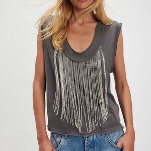 FREE PEOPLE FRINGE YA LATER TOP XL